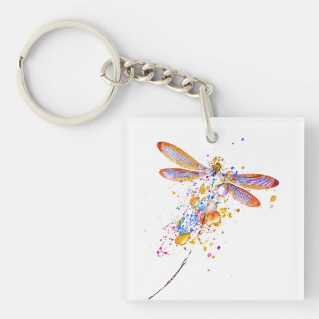 Dragonfly splatter keychain (Front)