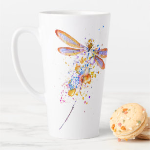 Dragonfly splatter latte mug