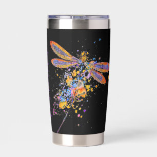 Dragonfly splatter personalized insulated tumbler