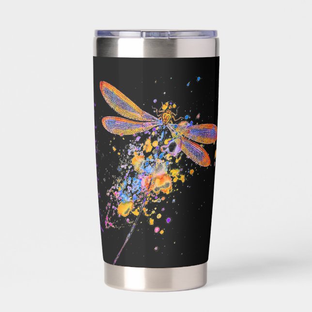 Dragonfly splatter personalized insulated tumbler (Back)