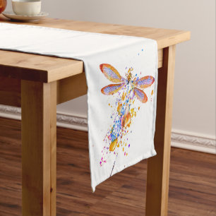 Dragonfly splatter short table runner