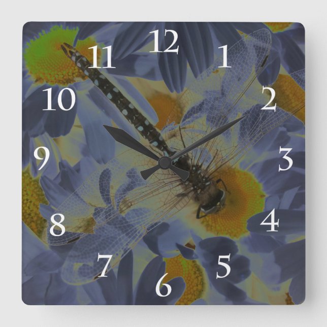 Dragonfly Square Wall Clock (Front)