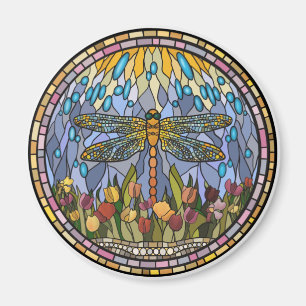 Dragonfly-Stained Glass Design Magnet