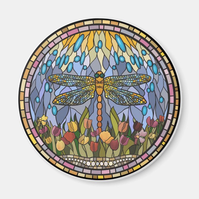 Dragonfly-Stained Glass Design  Magnet (Front)
