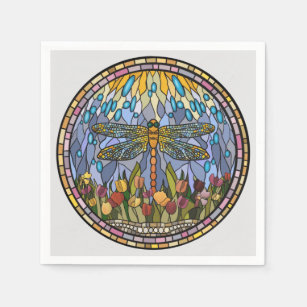 Dragonfly-Stained Glass Design  Napkin
