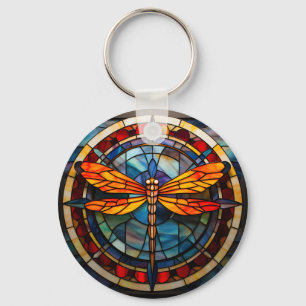 dragonfly stained glass keychain