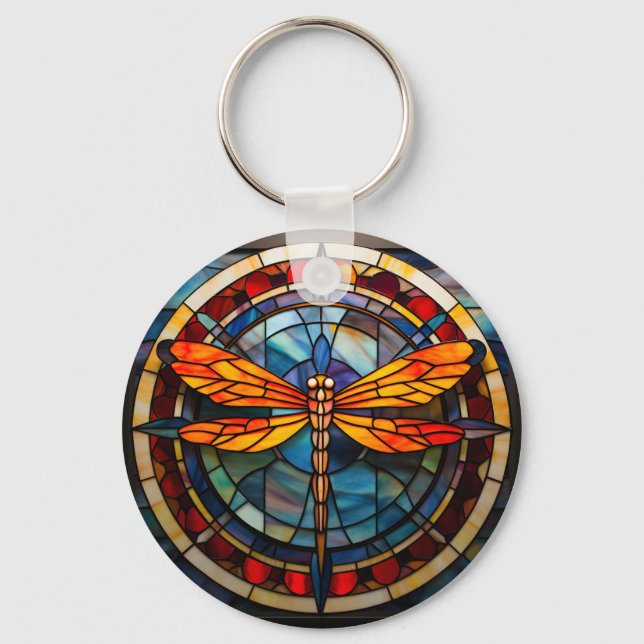 dragonfly stained glass keychain (Front)