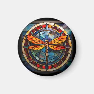 dragonfly stained glass magnet