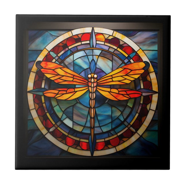 dragonfly stained glass tile (Front)