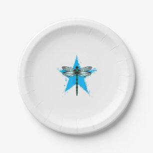 Dragonfly Star Design Insect Love Lover Dragonflie Paper Plate
