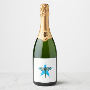 Dragonfly Star Design Insect Love Lover Dragonflie Sparkling Wine Label