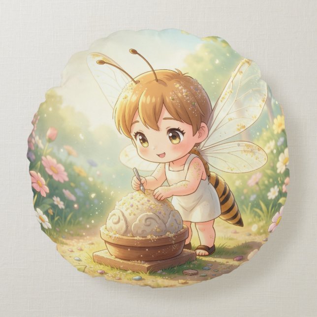 Dragonfly – Star Nectar of the Quiet Night.2 Round Pillow (Front)