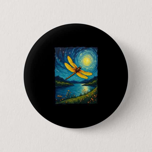Dragonfly Starry Night (1) 2 Inch Round Button (Front)