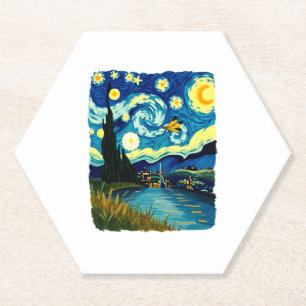 Dragonfly Starry Night (3) Paper Coaster