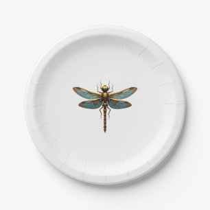 Dragonfly Steam Punk Insect Art Engineer Steampunk Paper Plate