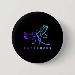 Dragonfly Suicide Prevention Awareness Pink And Te 2 Inch Round Button