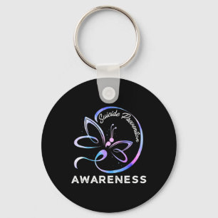Dragonfly Suicide Prevention Awareness Pink And Te Keychain
