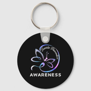 Dragonfly Suicide Prevention Awareness Pink And Te Keychain