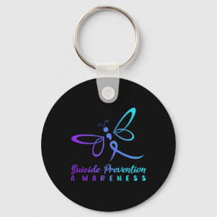 Dragonfly Suicide Prevention Awareness Pink And Te Keychain