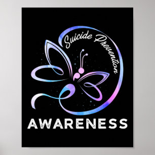 Dragonfly Suicide Prevention Awareness Pink And Te Poster