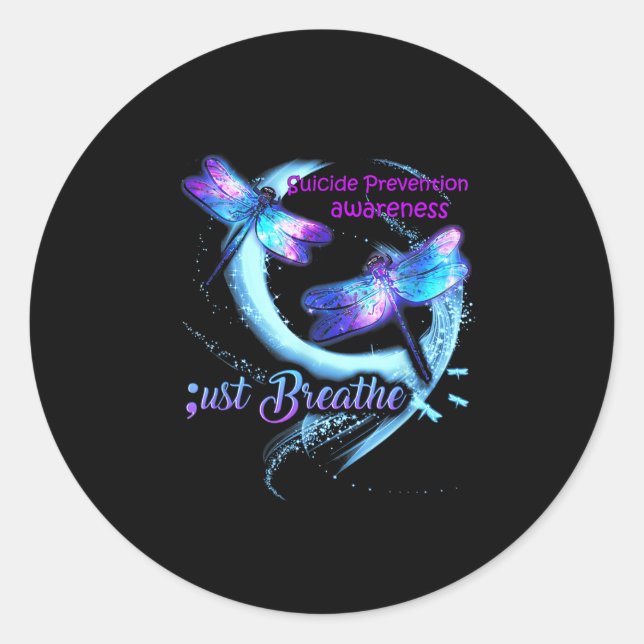Dragonfly Suicide Prevention Awareness Warrior Sem Classic Round Sticker (Front)