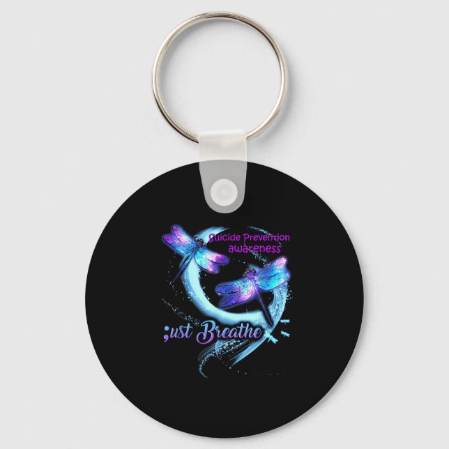 Dragonfly Suicide Prevention Awareness Warrior Sem Keychain (Front)