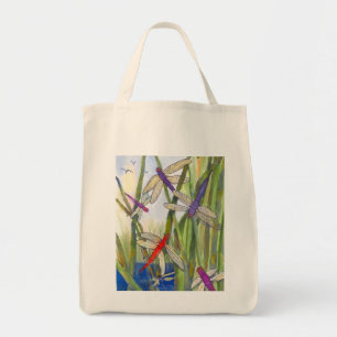 Dragonfly Summer Grocery Tote Bag