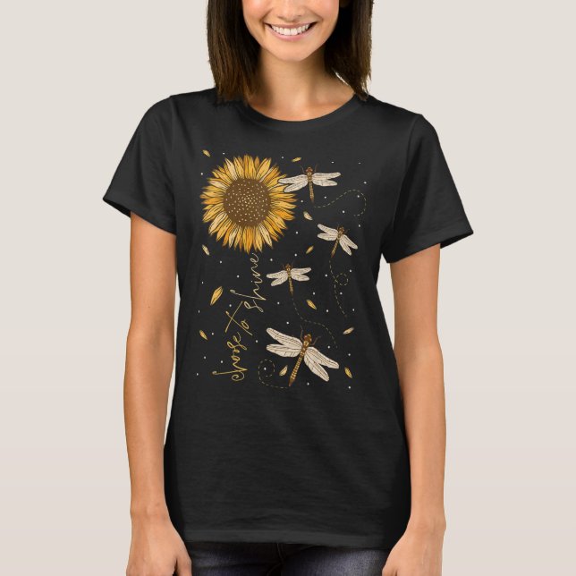 Dragonfly Sunflower Choose To Shine Growth Mindset T-Shirt (Front)