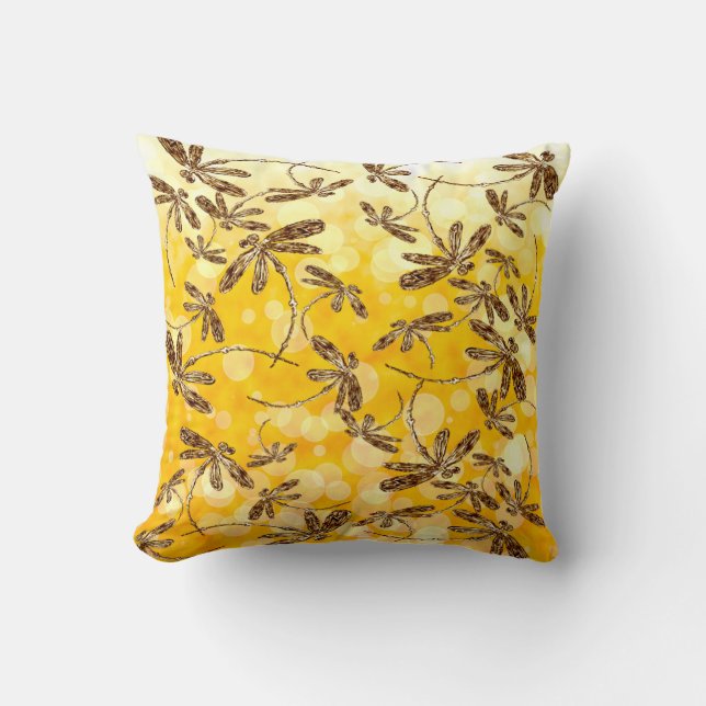 Dragonfly Sunshine Throw Pillow (Front)