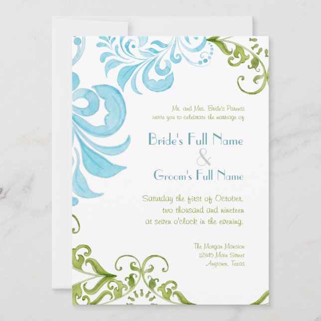 Dragonfly Swirls Aquarelle mariage invitations (Devant)