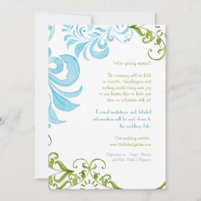 Dragonfly Swirls Scroll Chic Floral Invitation mod (Devant)