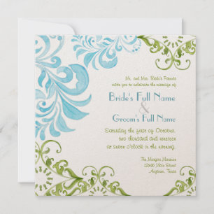 Dragonfly Swirls Scroll Chic Floral Invitation mod