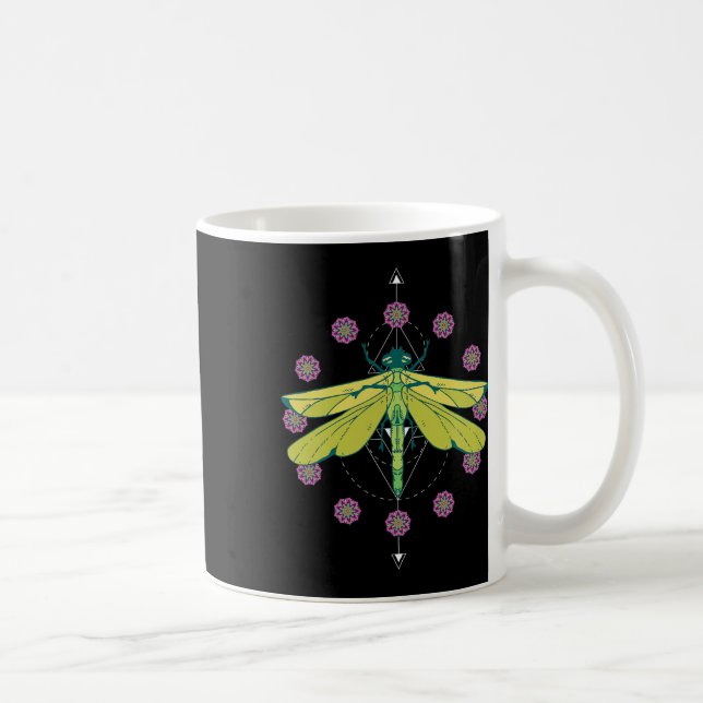 Dragonfly Symbols Magic Mandala Insect  Coffee Mug (Right)