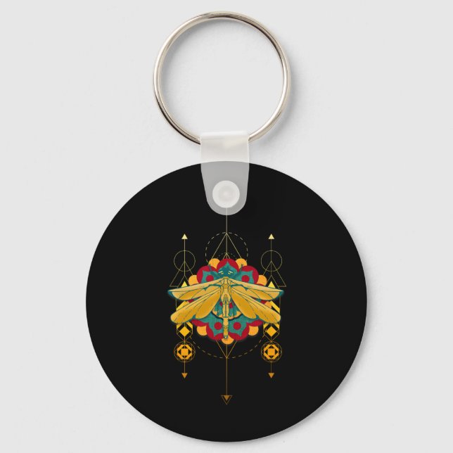 Dragonfly Symbols Mandala Insect Magic  Keychain (Front)