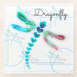 Dragonfly   Teal Glass Coaster 