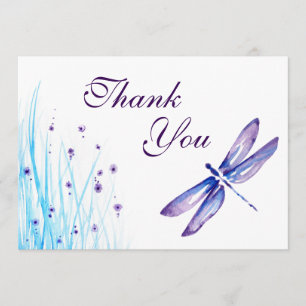 Dragonfly Thank You Cards - Blue Purple Watercolor