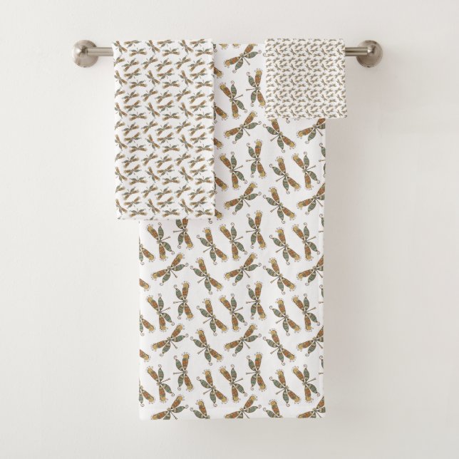 Dragonfly Themed Bathroom Decor Bath Towel Set (Insitu)