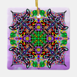 Dragonfly Themed Mandala Colourful Zen Ceramic Ornament