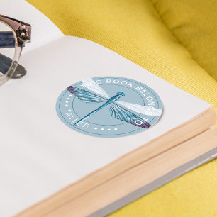 Dragonfly This Book Belongs To Classic Round Sticker