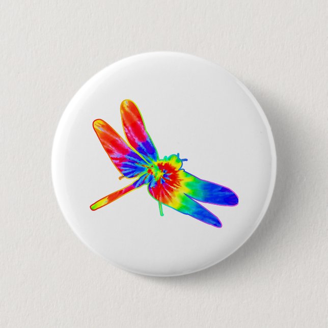 Dragonfly Tie Dye Rainbow 2 Inch Round Button (Front)