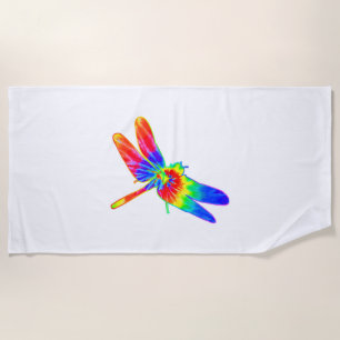Dragonfly Tie Dye Rainbow Beach Towel