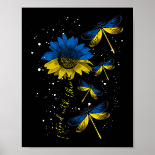 Dragonfly Ukraine Sunflower Ukraine Flag Stand Wit Poster