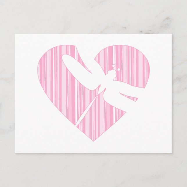 Dragonfly Valentine Heart Holiday Postcard (Front)