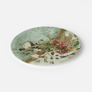 Dragonfly Vintage Floral Paper Plates Wedding