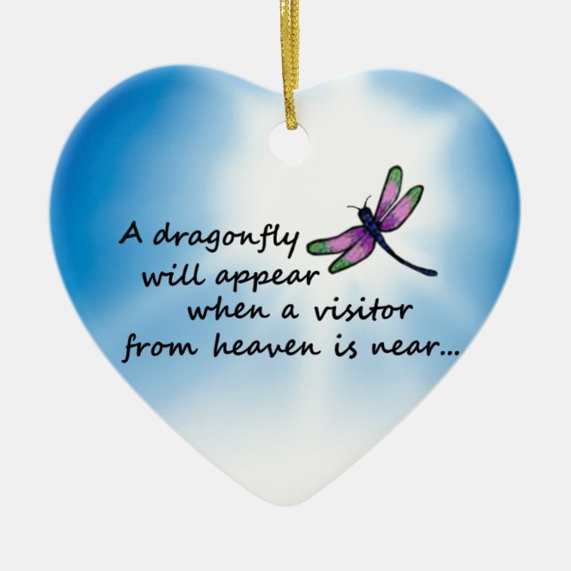 Dragonfly, Visitor from Heaven Ceramic Ornament (Front)