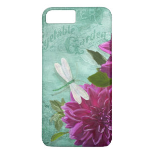 Dragonfly w Purple Dinner Plate Dahlia Flowers iPhone 8 Plus/7 Plus Case