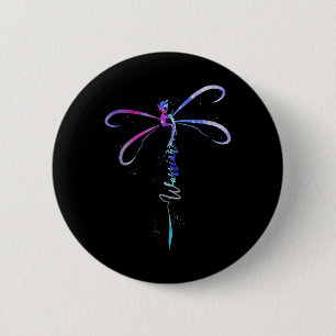 Dragonfly Warrior Semicolon Suicide Prevention Awa 2 Inch Round Button