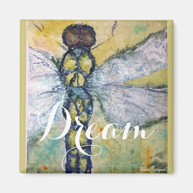 Dragonfly Watercolor Dream Magnet (Front)