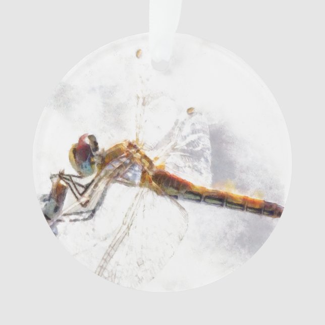 Dragonfly Watercolor Pastel White Background Ornament (Front)