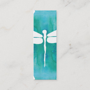 Dragonfly Watercolor White Aqua Blue Dragonflies Mini Business Card